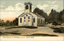 First Church - Built 1828 Hillsboro, NH Postcard Postcard