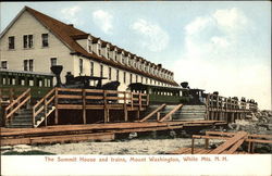 The Summit House and Trains at Mount Washington White Mountains, NH Postcard Postcard