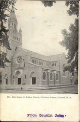 Mrs. Mary Baker G. Eddy's Church, christian Science Concord, NH Postcard Postcard