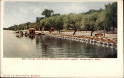 Boat House and Shore Promenade at Lake Harriet Postcard