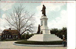 Roger Williams Statue and Betsey Williams House Postcard