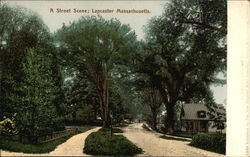 A Street Scene Lancaster, MA Postcard Postcard