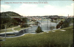 Looking from Wachusett Dam, showing NRR Station Clinton, MA Postcard Postcard