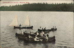 Canoes on Lake Innitou Woburn, MA Postcard Postcard