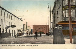 Centre Street and C.P.R. Depot Postcard