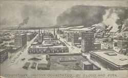 Downtown Dayton Devastated by Flood and Fire Ohio Postcard Postcard