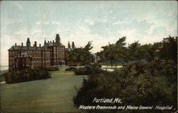 Western Promenade and Maine General Hospital Portland, ME Postcard Postcard