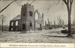 Bellingham Methodist Church and Old High School Chelsea, MA Postcard Postcard