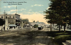 Old Orchard Street, Towards Pier Old Orchard Beach, ME Postcard Postcard