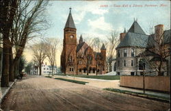 Town Hall & Library Fairhaven, MA Postcard Postcard