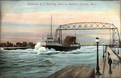 Steamer EJ Earling leaving Harbor Postcard