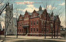 Congregational Church and Grammar School Clinton, MA Postcard Postcard