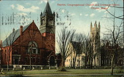 Baptist, Congregational Church and Grammar School Clinton, MA Postcard Postcard