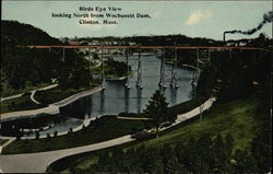 Bird's Eye View looking North from Wachusett Dam Postcard