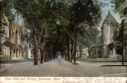 Town Hall and Library Fairhaven, MA Postcard Postcard