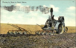 Plowing by Steam in North Dakota Postcard Postcard