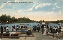 Scene from Boat House at Jackson Park Chicago, IL Postcard Postcard