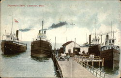 Steamboat at Dock Escanaba, MI Postcard Postcard