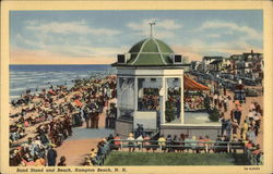 Band Stand and Beach Hampton Beach, NH Postcard Postcard