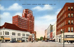 Sixth Street Looking East Meridian, MS Postcard Postcard