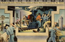 Mural of Jesse James, Famous Outlaw, at Missouri State Capitol Jefferson City, MO Postcard Postcard