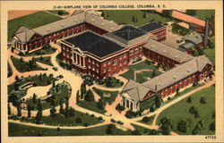 Airplane View of Columbia College Postcard