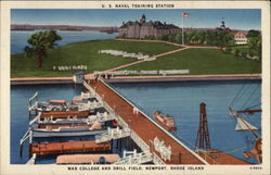 U.S. Naval Training Station - War College and Drill Field Postcard