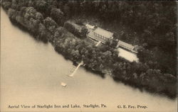 Aerial View of Starlight Inn and Lake Postcard