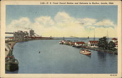 U.S. Coast Guard Station and Entrance to Harbor Postcard