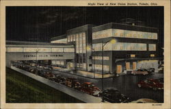 Night View of New Union Station Toledo, OH Postcard Postcard