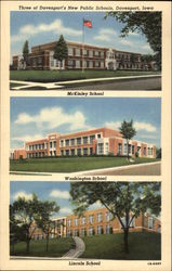 3 New Public Schools: McKinley School - Washington School - Lincoln School Postcard