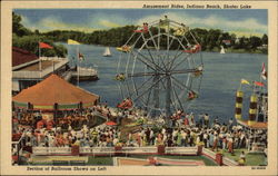 Amusement Rides, Indiana Beach, Shafer Lake, Section of Ballroom Shows on Left Postcard Postcard