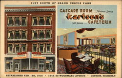 Cascade Room, Kartsen's Cafeteria Detroit, MI Postcard Postcard