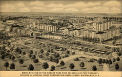 Bird's-Eye View of the Modern Pure Food Factories of Post Products Battle Creek, MI Postcard Postcard