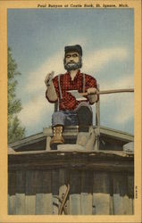 Paul Bunyan at Castle Rock Saint Ignace, MI Postcard Postcard