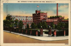 Entrance to Pratt Institute and Park Postcard