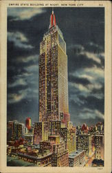 Empire State Building at Night New York, NY Postcard Postcard