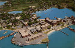 Aerial View of Woods Hole, showing Marine Biological Building & Oceanographic Institution Massachusetts Postcard Postcard