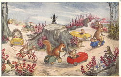 "Here We Go Round The Roundabout" by Molly Brett Postcard