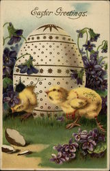 Easter Greetings With Chicks Postcard Postcard