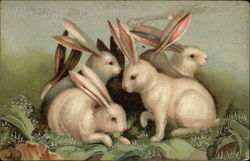 All Easter Joys Attend You With Bunnies Postcard Postcard