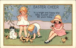 Easter Cheer - In a bright & happy way, May Easter Joys be your today! With Children Postcard Postcard