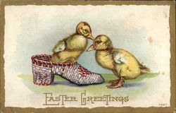 Easter Greetings With Chicks Postcard Postcard