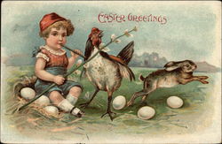 Easter Greetings Eggs Postcard Postcard