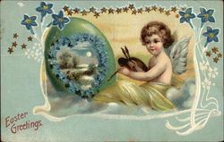 Easter Greetings With Angels Postcard Postcard