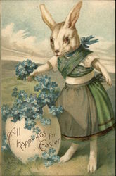 All Happiness for Easter With Bunnies Postcard Postcard