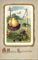 A Happy Eastertide With Chicks Postcard Postcard