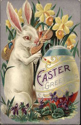 Easter Greetings With Bunnies Postcard Postcard