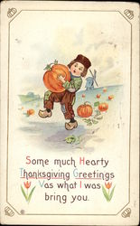 Some Much Hearty Thanksgiving Greetings Vas What I was Bring You Postcard