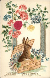 Easter Greetings With Bunnies Postcard Postcard